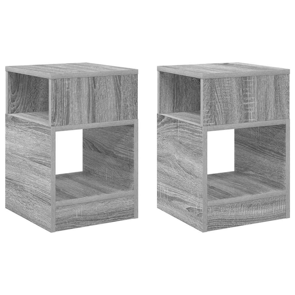 Bijzettafel 2 pcs Grijs Sonoma 30,5 x 30 x 45 cm Bewerkt hout is nu te koop bij PeponiXL, paradijselijk wonen!