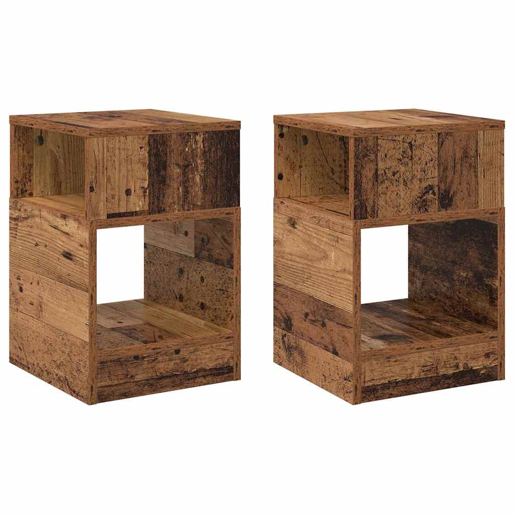 Bijzettafel 2 pcs Oudhout 30,5 x 30 x 45 cm Bewerkt hout is nu te koop bij PeponiXL, paradijselijk wonen!