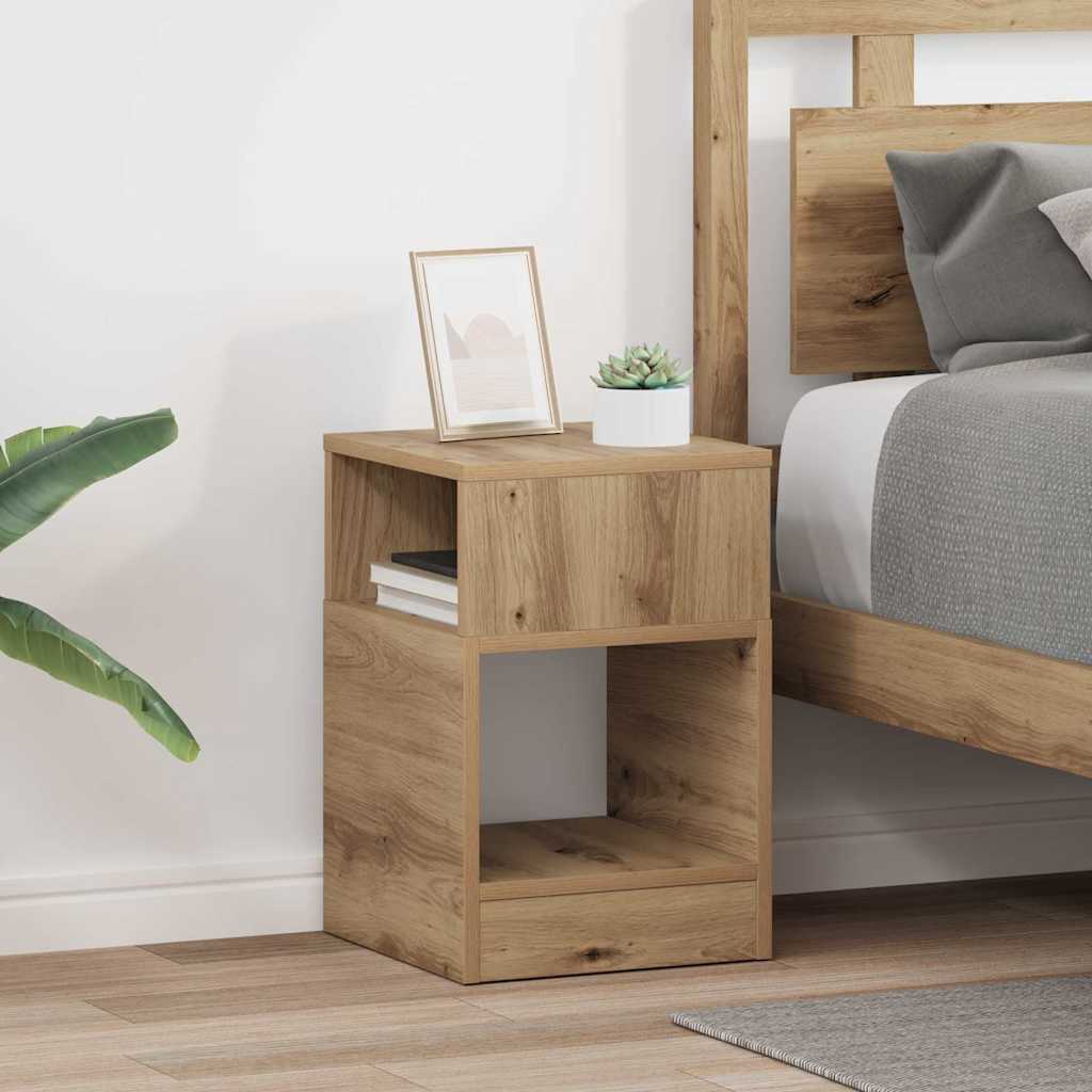 Bijzettafel 2 pcs Artisan Eiken 30,5 x 30 x 45 cm Bewerkt hout is nu te koop bij PeponiXL, paradijselijk wonen!