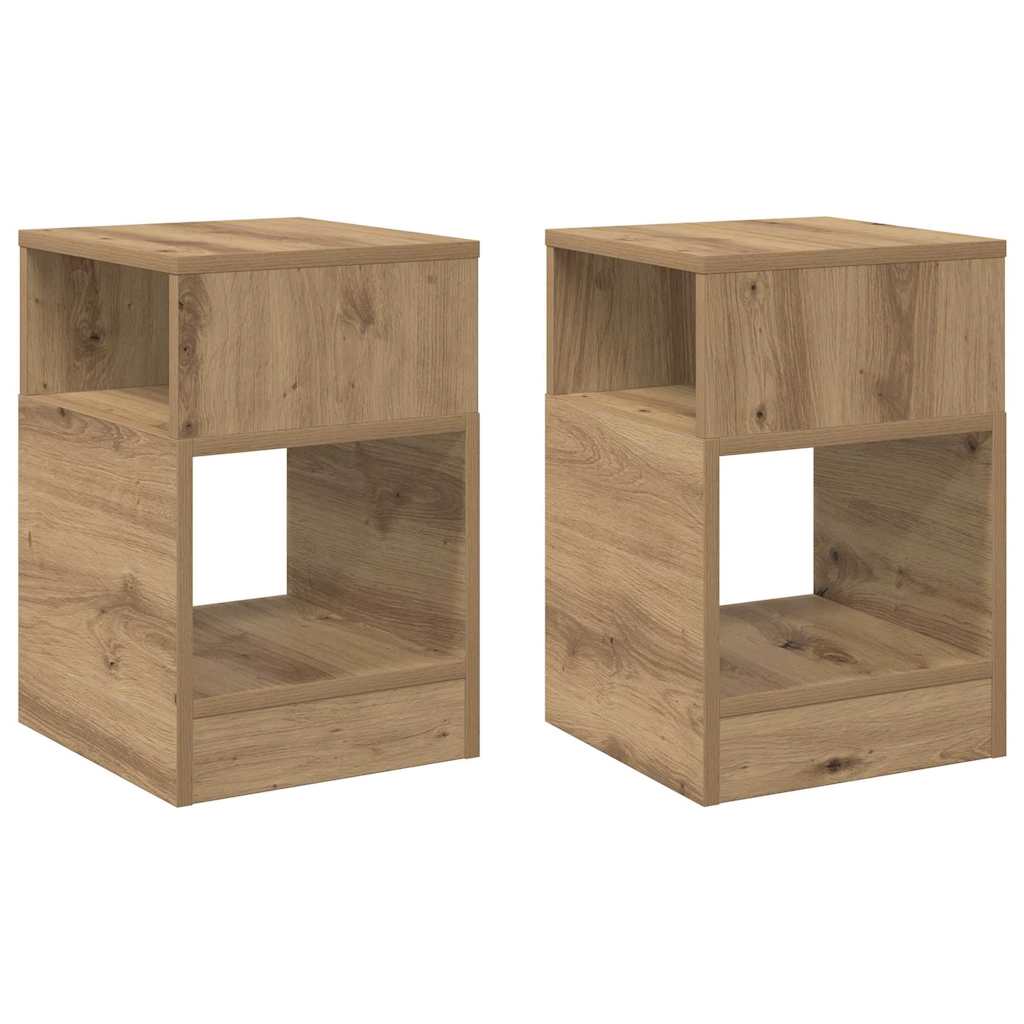 Bijzettafel 2 pcs Artisan Eiken 30,5 x 30 x 45 cm Bewerkt hout is nu te koop bij PeponiXL, paradijselijk wonen!
