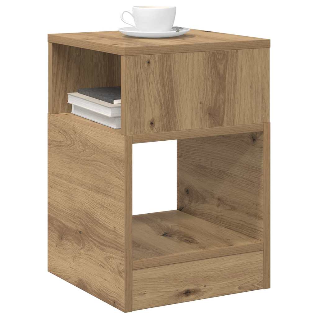 Bijzettafel 2 pcs Artisan Eiken 30,5 x 30 x 45 cm Bewerkt hout is nu te koop bij PeponiXL, paradijselijk wonen!