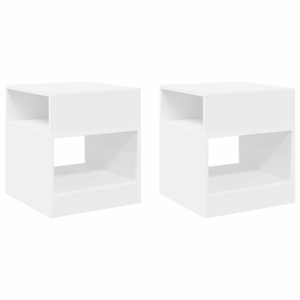 Bijzettafel 2 pcs Wit 40,5 x 40 x 45 cm Bewerkt hout is nu te koop bij PeponiXL, paradijselijk wonen!