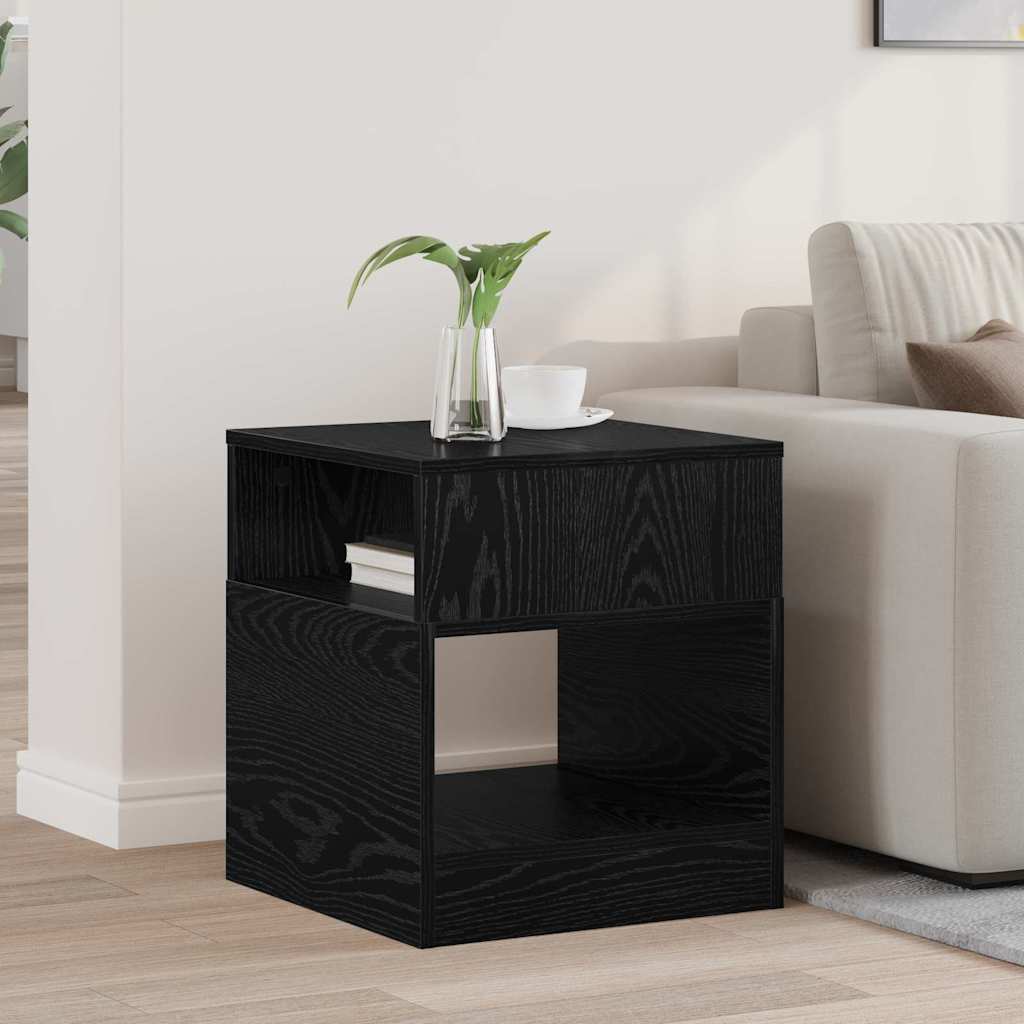 Bijzettafel Zwart Eiken 40,5 x 40 x 45 cm Bewerkt hout is nu te koop bij PeponiXL, paradijselijk wonen!