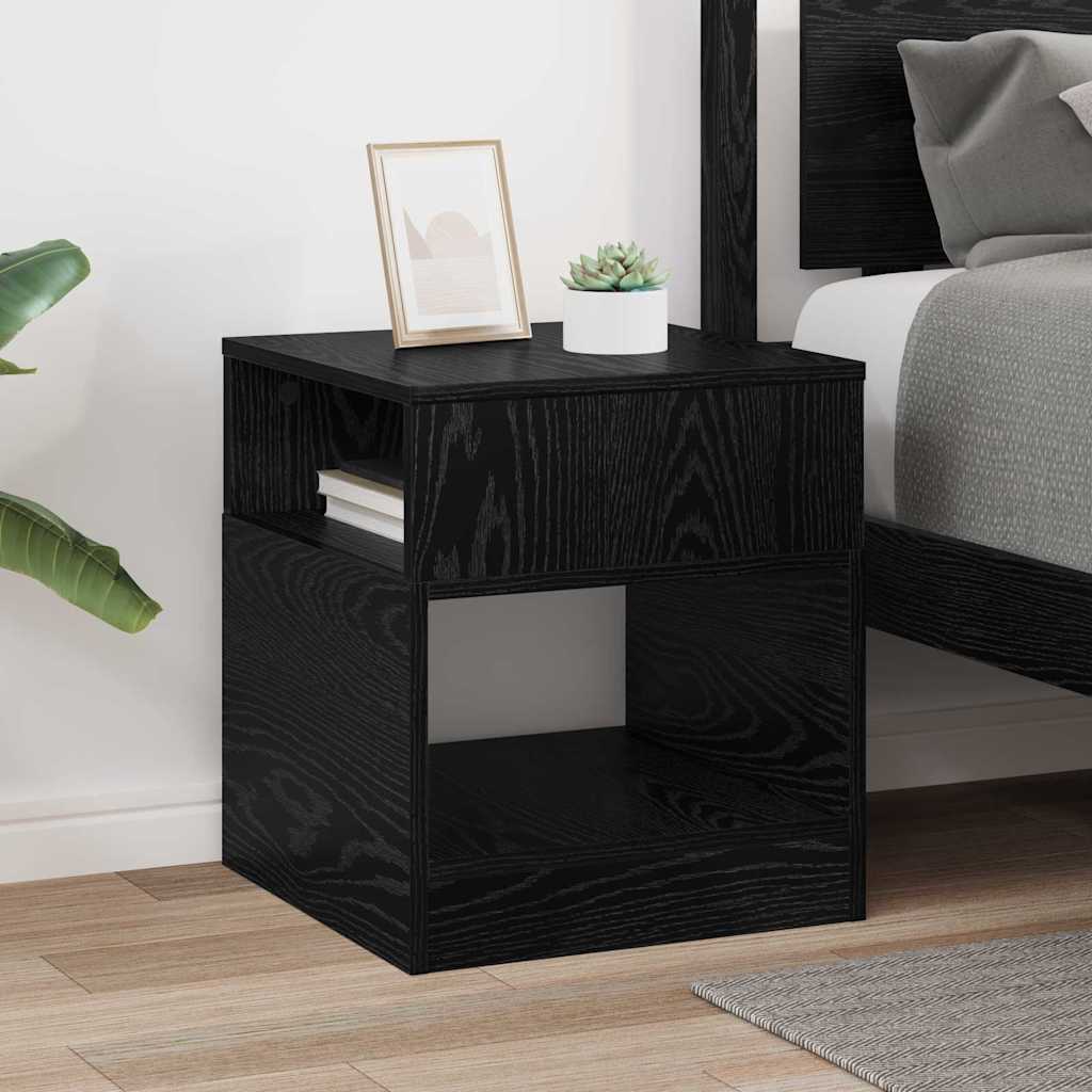 Bijzettafel Zwart Eiken 40,5 x 40 x 45 cm Bewerkt hout is nu te koop bij PeponiXL, paradijselijk wonen!
