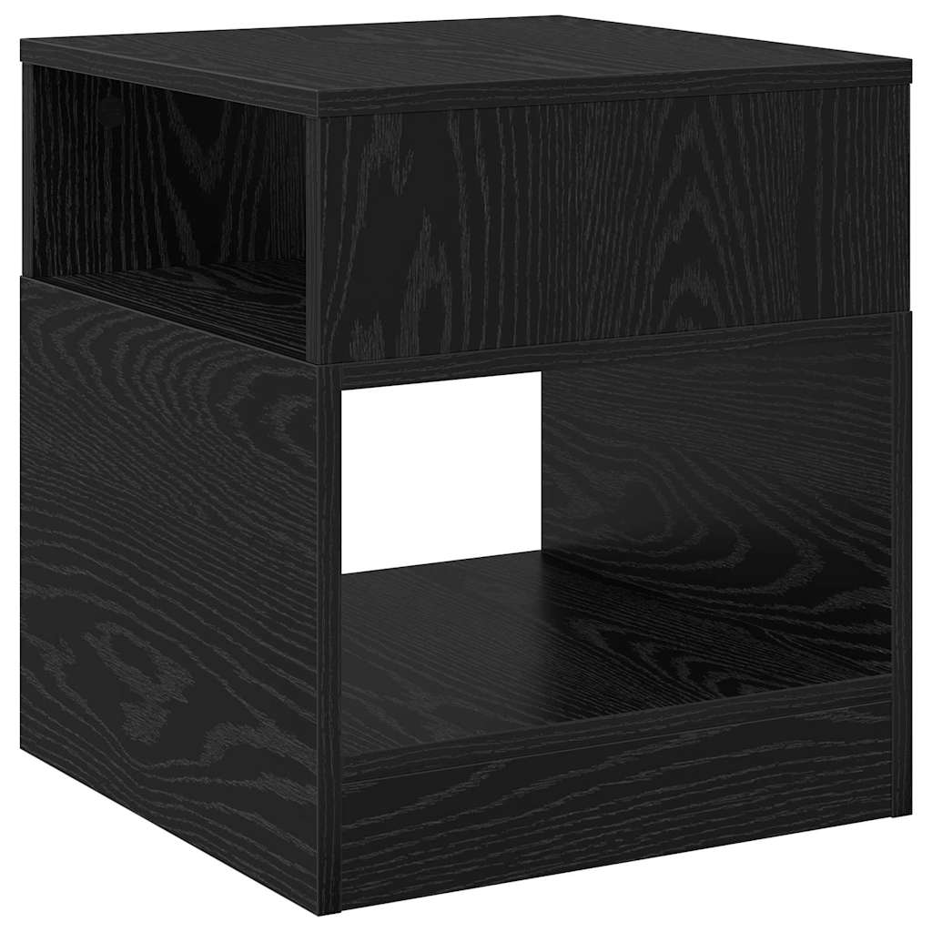 Bijzettafel Zwart Eiken 40,5 x 40 x 45 cm Bewerkt hout is nu te koop bij PeponiXL, paradijselijk wonen!