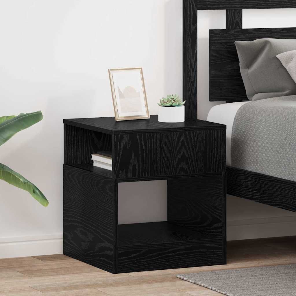 Bijzettafel 2 pcs Zwart Eiken 40,5 x 40 x 45 cm Bewerkt hout is nu te koop bij PeponiXL, paradijselijk wonen!