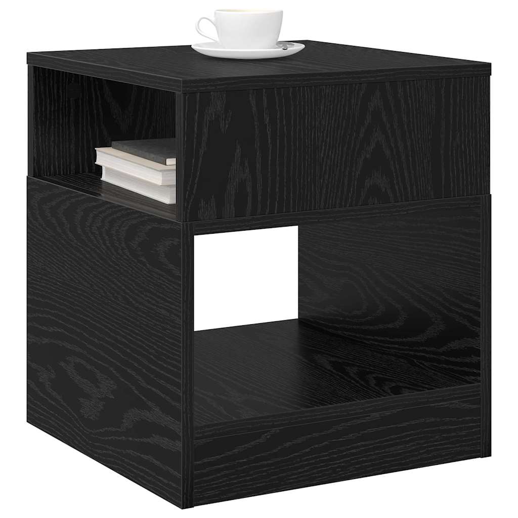 Bijzettafel 2 pcs Zwart Eiken 40,5 x 40 x 45 cm Bewerkt hout is nu te koop bij PeponiXL, paradijselijk wonen!