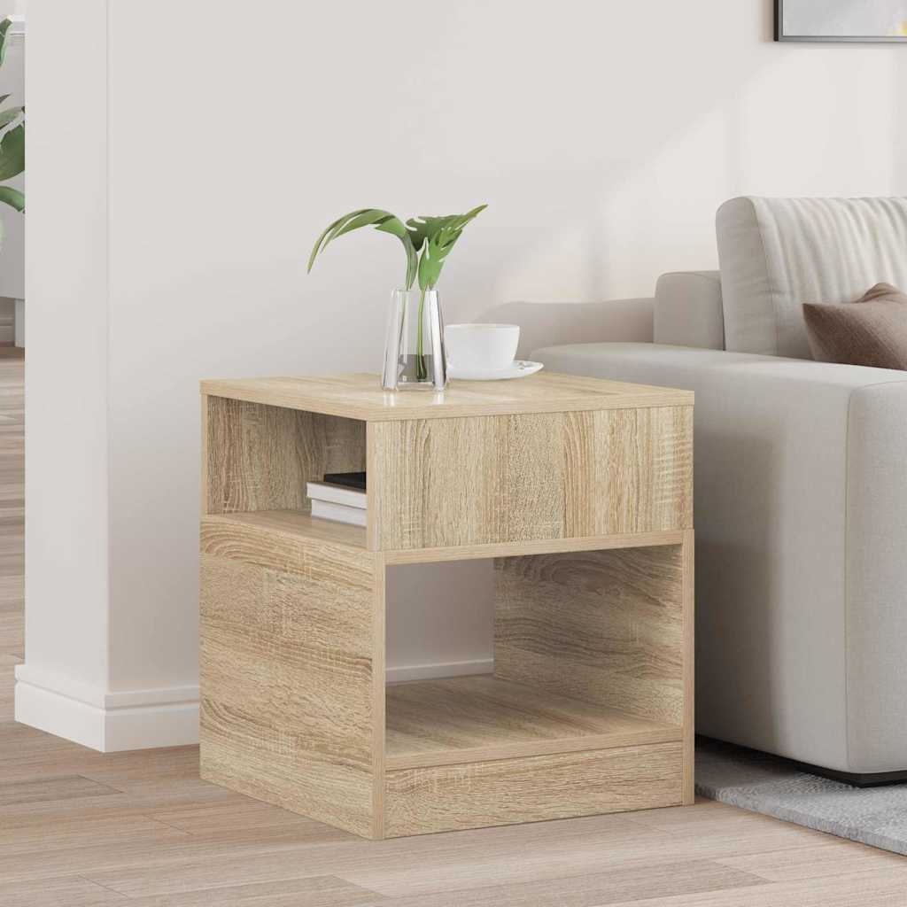 Bijzettafel Sonoma Eiken 40,5 x 40 x 45 cm Bewerkt hout is nu te koop bij PeponiXL, paradijselijk wonen!