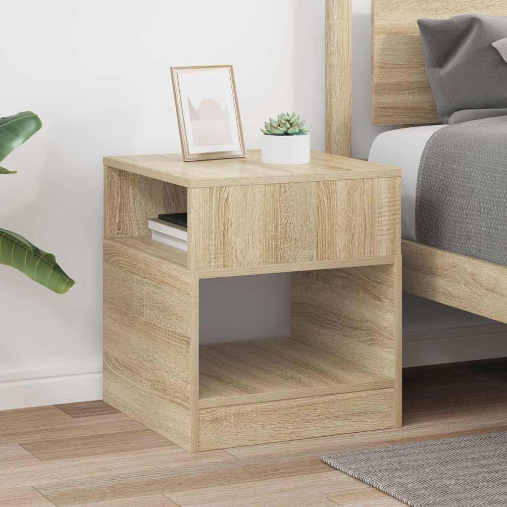 Bijzettafel Sonoma Eiken 40,5 x 40 x 45 cm Bewerkt hout is nu te koop bij PeponiXL, paradijselijk wonen!