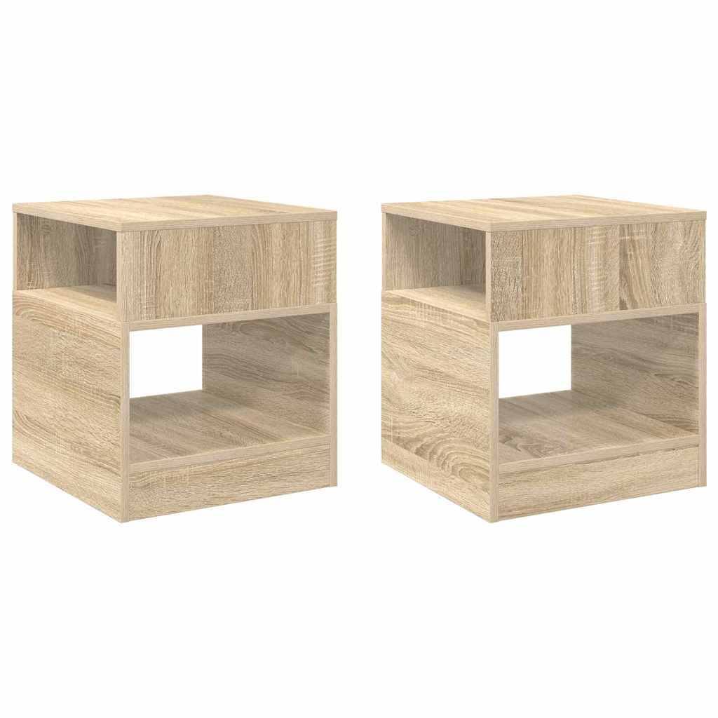 Bijzettafel 2 pcs Sonoma Eiken 40,5 x 40 x 45 cm Bewerkt hout is nu te koop bij PeponiXL, paradijselijk wonen!