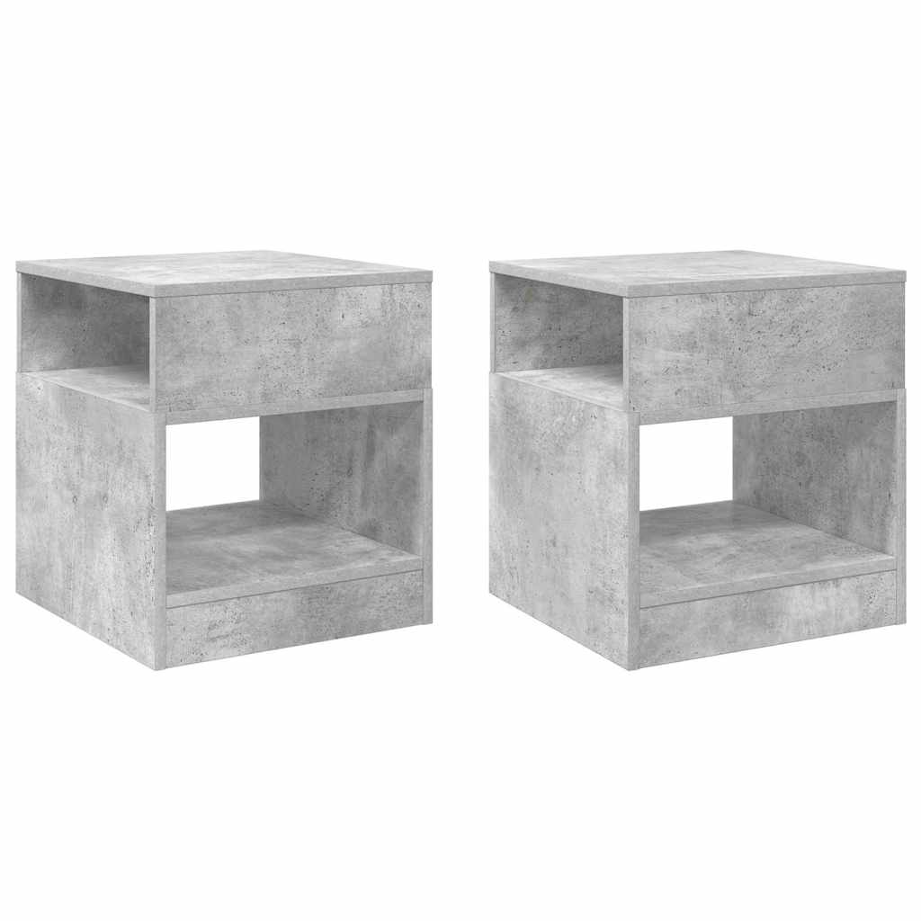 Bijzettafel 2 pcs Beton Grijs 40,5 x 40 x 45 cm Bewerkt hout is nu te koop bij PeponiXL, paradijselijk wonen!