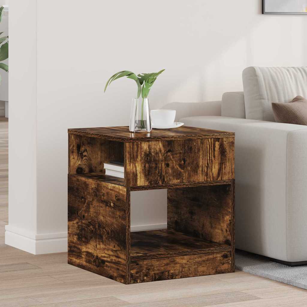 Bijzettafel Gerookt eiken 40,5 x 40 x 45 cm Bewerkt hout is nu te koop bij PeponiXL, paradijselijk wonen!