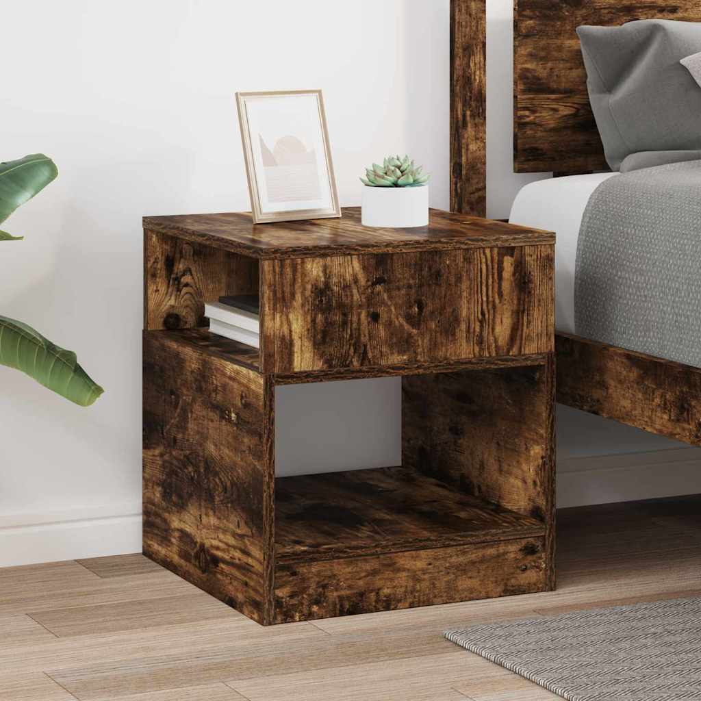 Bijzettafel Gerookt eiken 40,5 x 40 x 45 cm Bewerkt hout is nu te koop bij PeponiXL, paradijselijk wonen!
