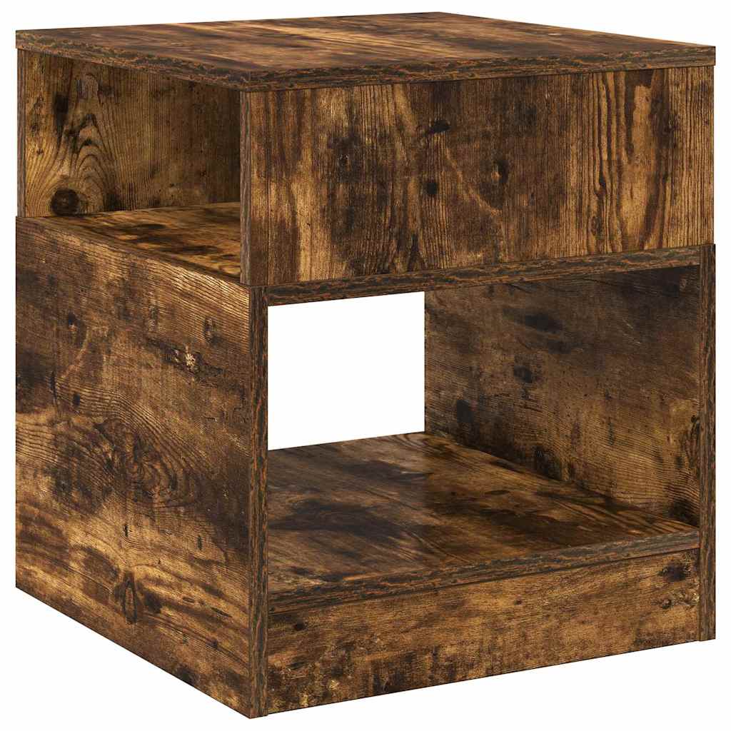Bijzettafel Gerookt eiken 40,5 x 40 x 45 cm Bewerkt hout is nu te koop bij PeponiXL, paradijselijk wonen!