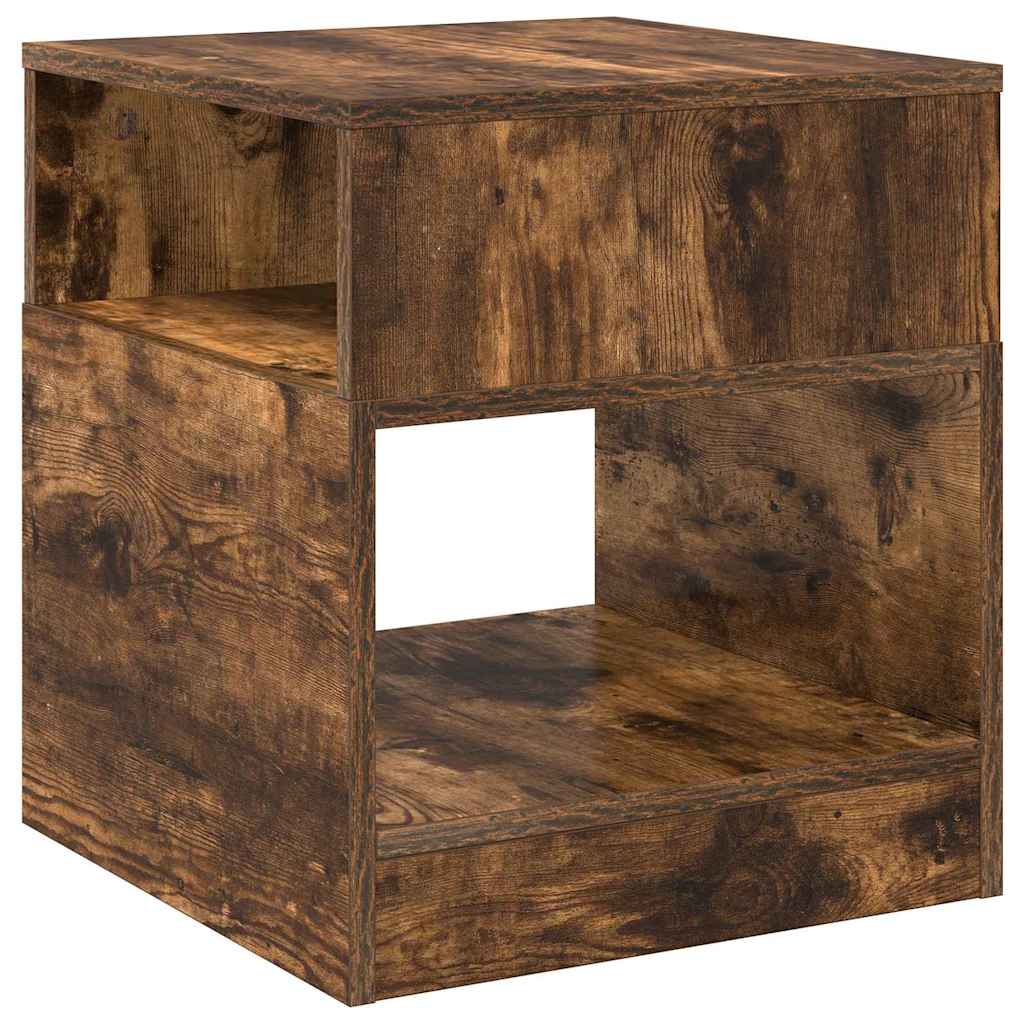 Bijzettafel Gerookt eiken 40,5 x 40 x 45 cm Bewerkt hout is nu te koop bij PeponiXL, paradijselijk wonen!