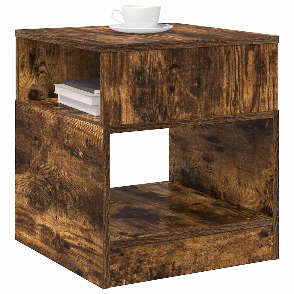 Bijzettafel Gerookt eiken 40,5 x 40 x 45 cm Bewerkt hout is nu te koop bij PeponiXL, paradijselijk wonen!