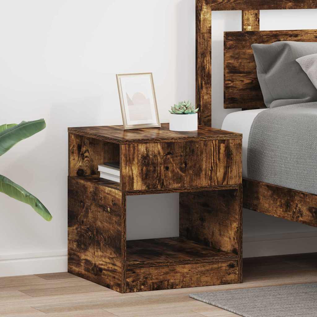 Bijzettafel 2 pcs Gerookt eiken 40,5 x 40 x 45 cm Bewerkt hout is nu te koop bij PeponiXL, paradijselijk wonen!