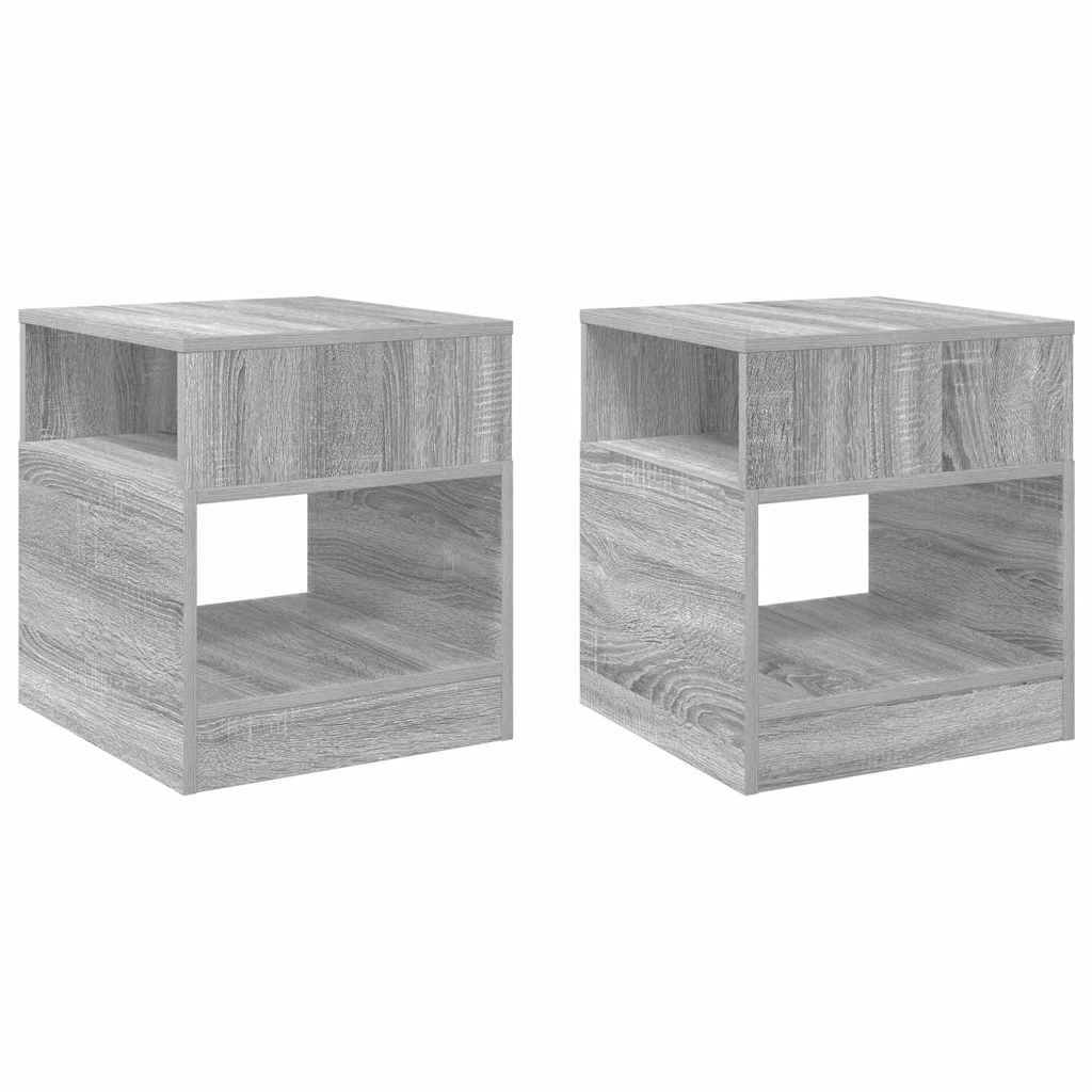 Bijzettafel 2 pcs Grijs Sonoma 40,5 x 40 x 45 cm Bewerkt hout is nu te koop bij PeponiXL, paradijselijk wonen!