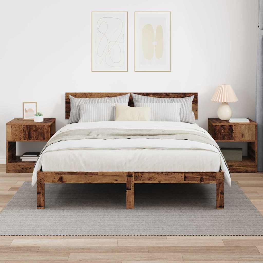 Bijzettafel 2 pcs Oudhout 40,5 x 40 x 45 cm Bewerkt hout is nu te koop bij PeponiXL, paradijselijk wonen!