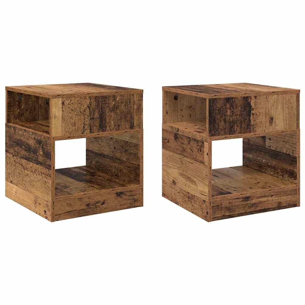 Bijzettafel 2 pcs Oudhout 40,5 x 40 x 45 cm Bewerkt hout is nu te koop bij PeponiXL, paradijselijk wonen!