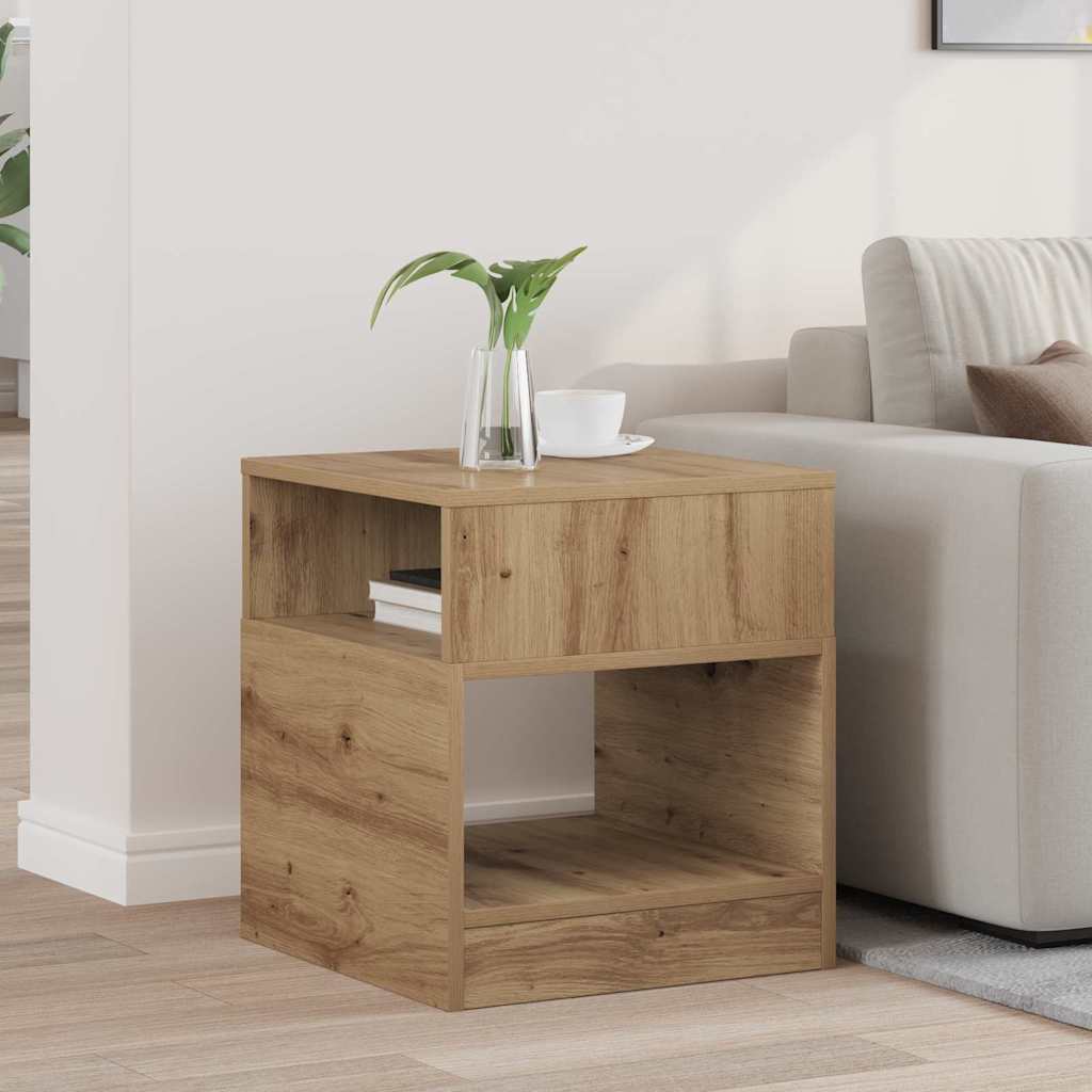 Bijzettafel Artisan Eiken 40,5 x 40 x 45 cm Bewerkt hout is nu te koop bij PeponiXL, paradijselijk wonen!