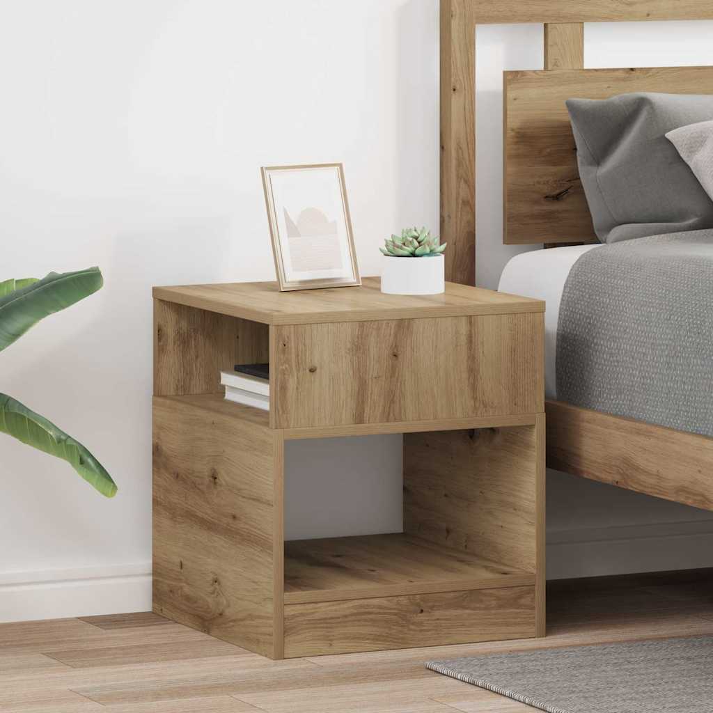 Bijzettafel 2 pcs Artisan Eiken 40,5 x 40 x 45 cm Bewerkt hout is nu te koop bij PeponiXL, paradijselijk wonen!