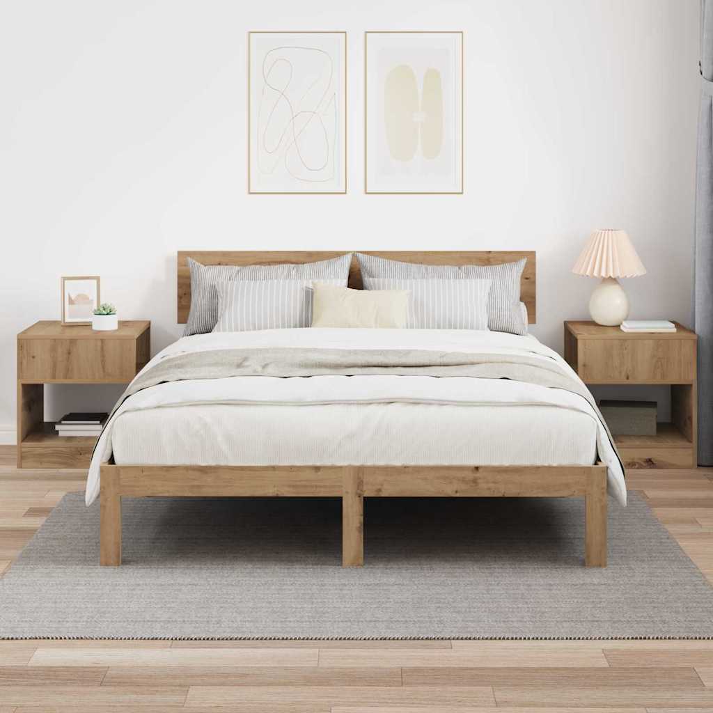 Bijzettafel 2 pcs Artisan Eiken 40,5 x 40 x 45 cm Bewerkt hout is nu te koop bij PeponiXL, paradijselijk wonen!
