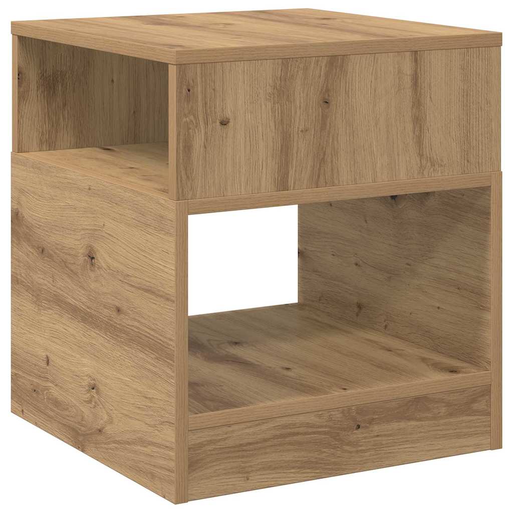 Bijzettafel 2 pcs Artisan Eiken 40,5 x 40 x 45 cm Bewerkt hout is nu te koop bij PeponiXL, paradijselijk wonen!