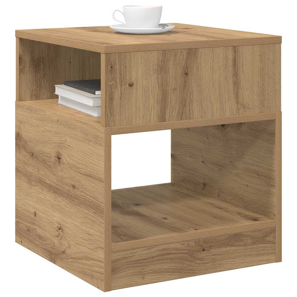 Bijzettafel 2 pcs Artisan Eiken 40,5 x 40 x 45 cm Bewerkt hout is nu te koop bij PeponiXL, paradijselijk wonen!
