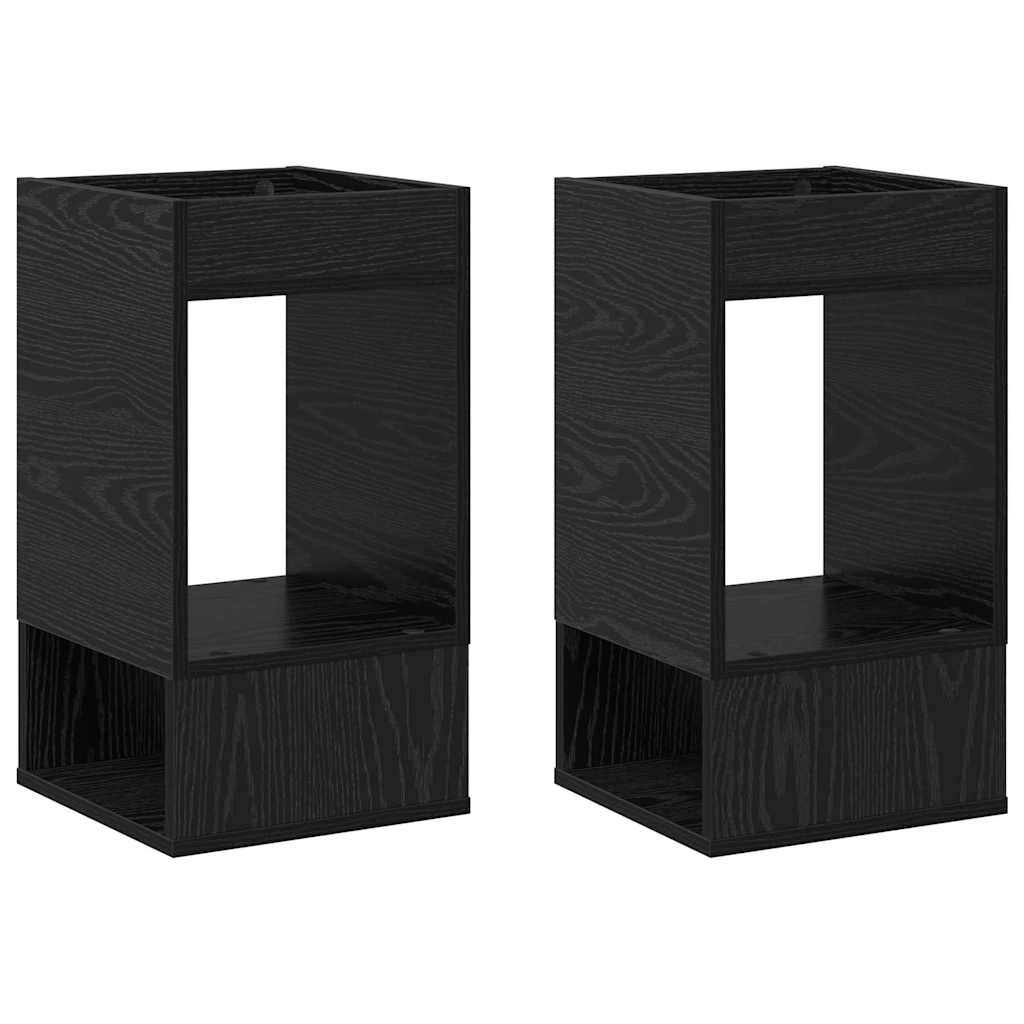 Bijzettafel 2 pcs Zwart Eiken 30 x 30 x 56 cm Bewerkt hout is nu te koop bij PeponiXL, paradijselijk wonen!