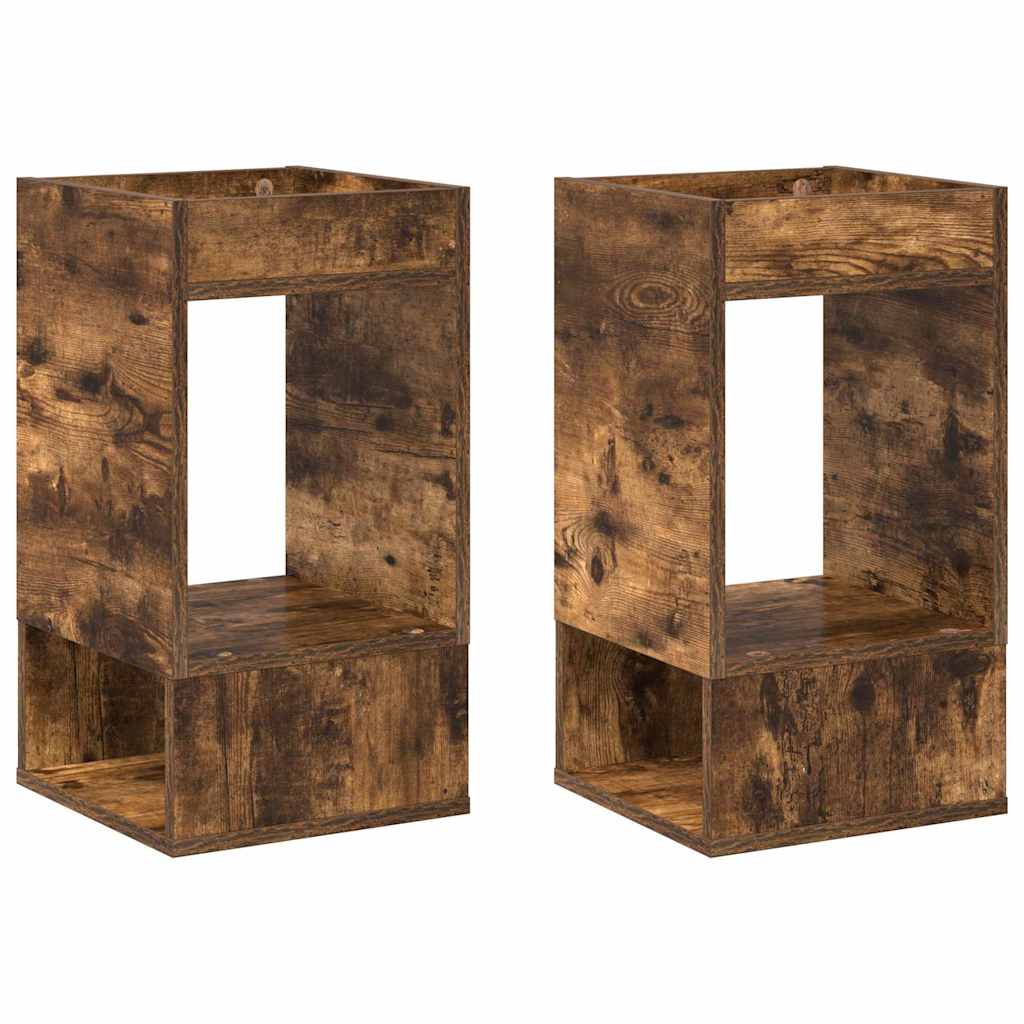 Bijzettafel 2 pcs Gerookt eiken 30 x 30 x 56 cm Bewerkt hout is nu te koop bij PeponiXL, paradijselijk wonen!