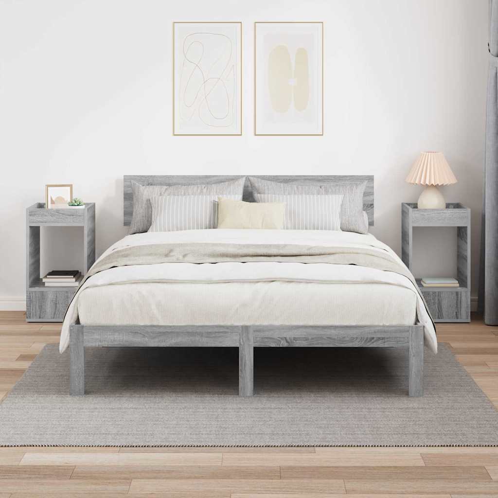 Bijzettafel 2 pcs Grijs Sonoma 30 x 30 x 56 cm Bewerkt hout is nu te koop bij PeponiXL, paradijselijk wonen!
