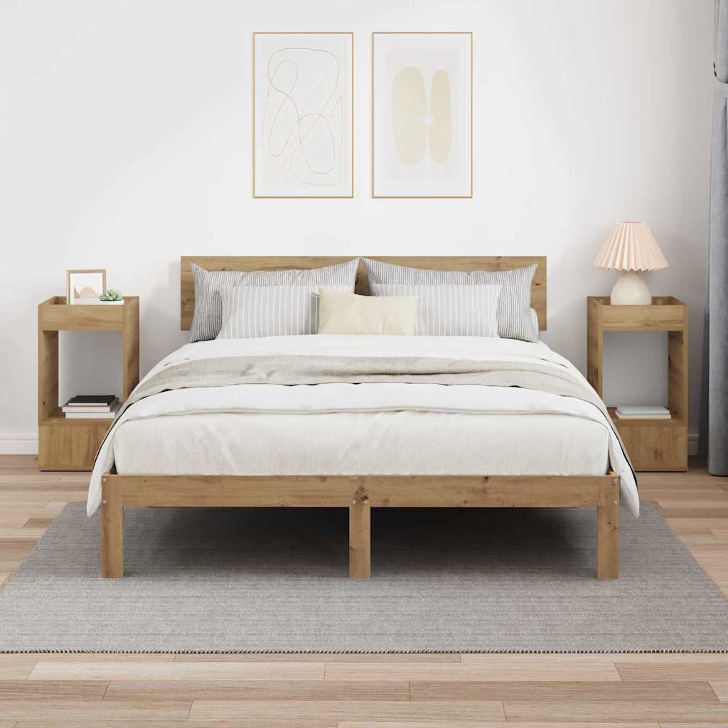 Bijzettafel 2 pcs Artisan Eiken 30 x 30 x 56 cm Bewerkt hout is nu te koop bij PeponiXL, paradijselijk wonen!