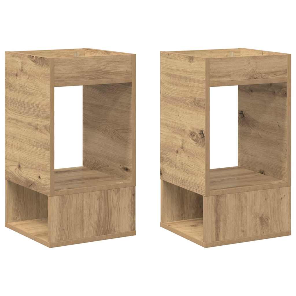 Bijzettafel 2 pcs Artisan Eiken 30 x 30 x 56 cm Bewerkt hout is nu te koop bij PeponiXL, paradijselijk wonen!