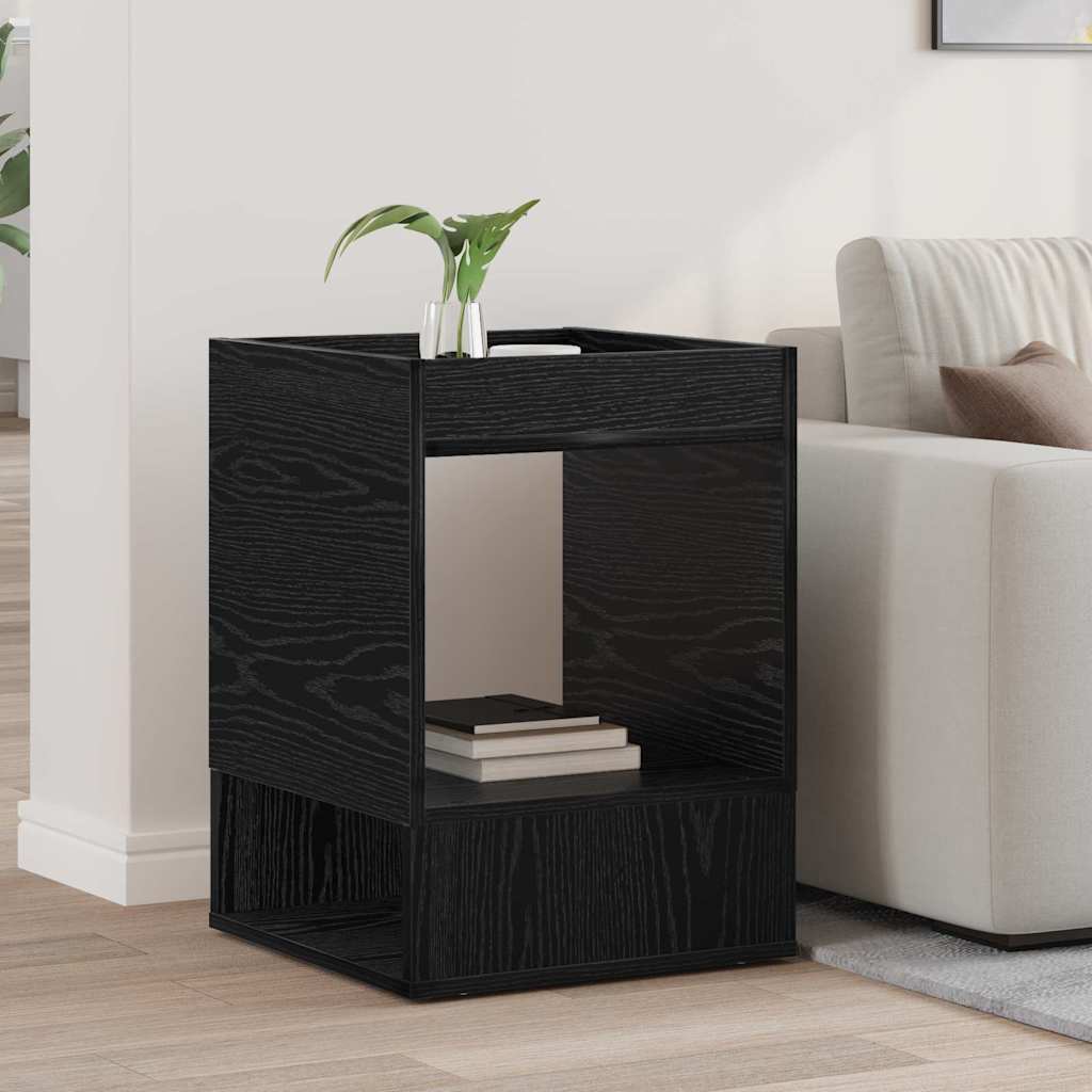 Bijzettafel Zwart Eiken 40 x 40 x 56 cm Bewerkt hout is nu te koop bij PeponiXL, paradijselijk wonen!