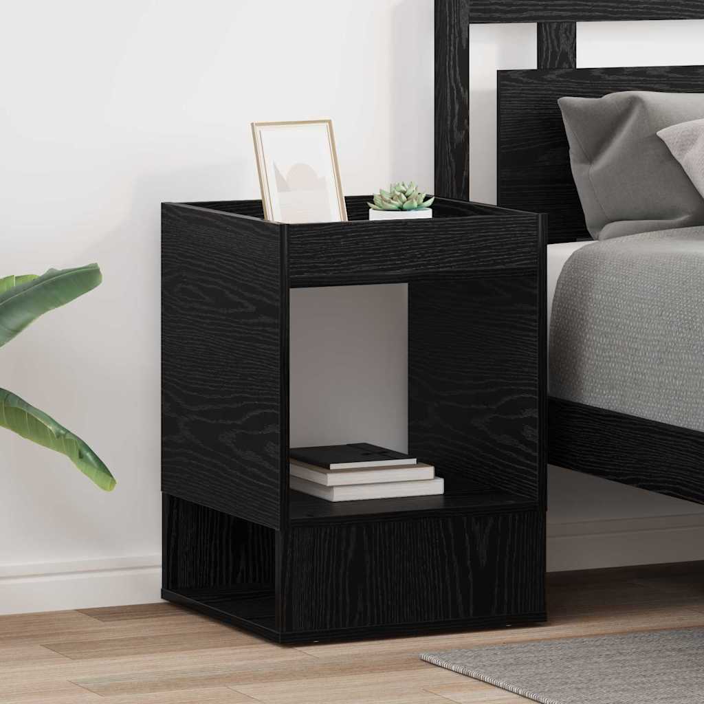 Bijzettafel 2 pcs Zwart Eiken 40 x 40 x 56 cm Bewerkt hout is nu te koop bij PeponiXL, paradijselijk wonen!