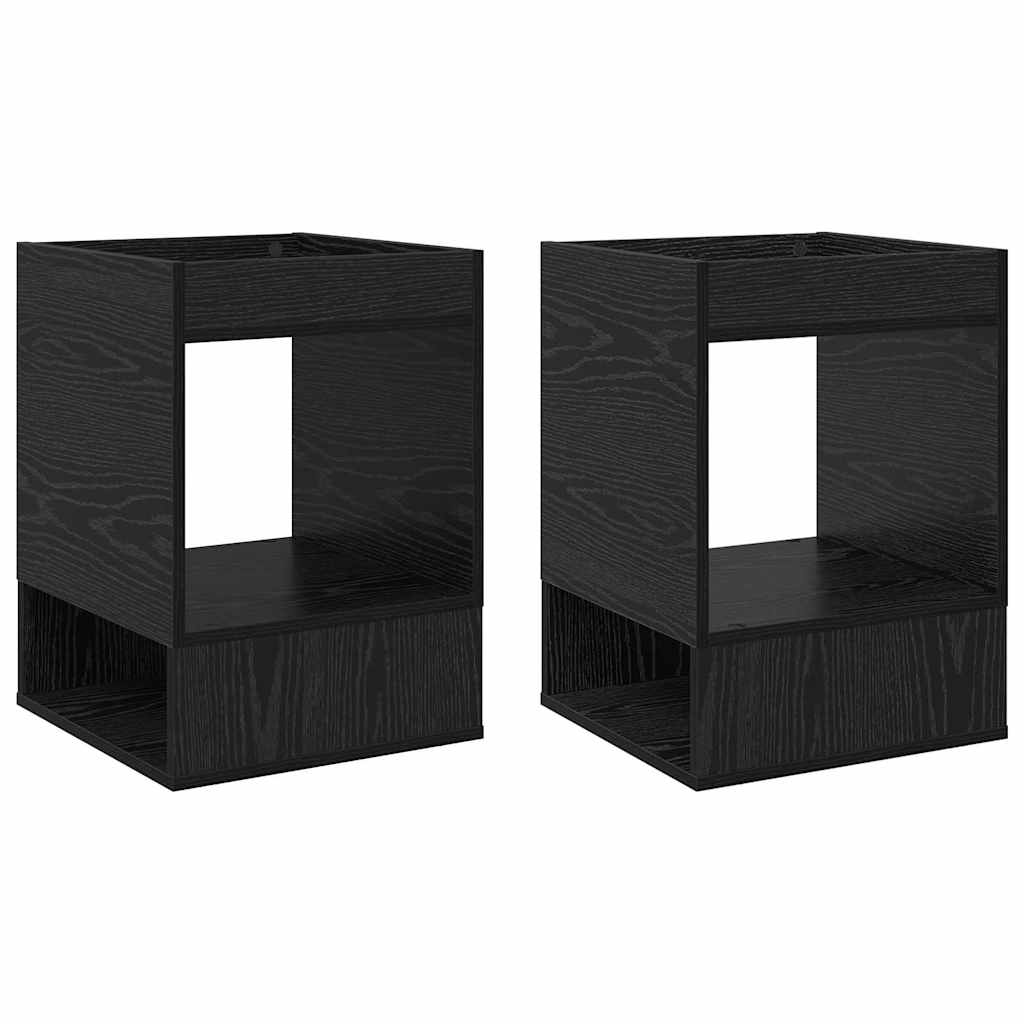 Bijzettafel 2 pcs Zwart Eiken 40 x 40 x 56 cm Bewerkt hout is nu te koop bij PeponiXL, paradijselijk wonen!