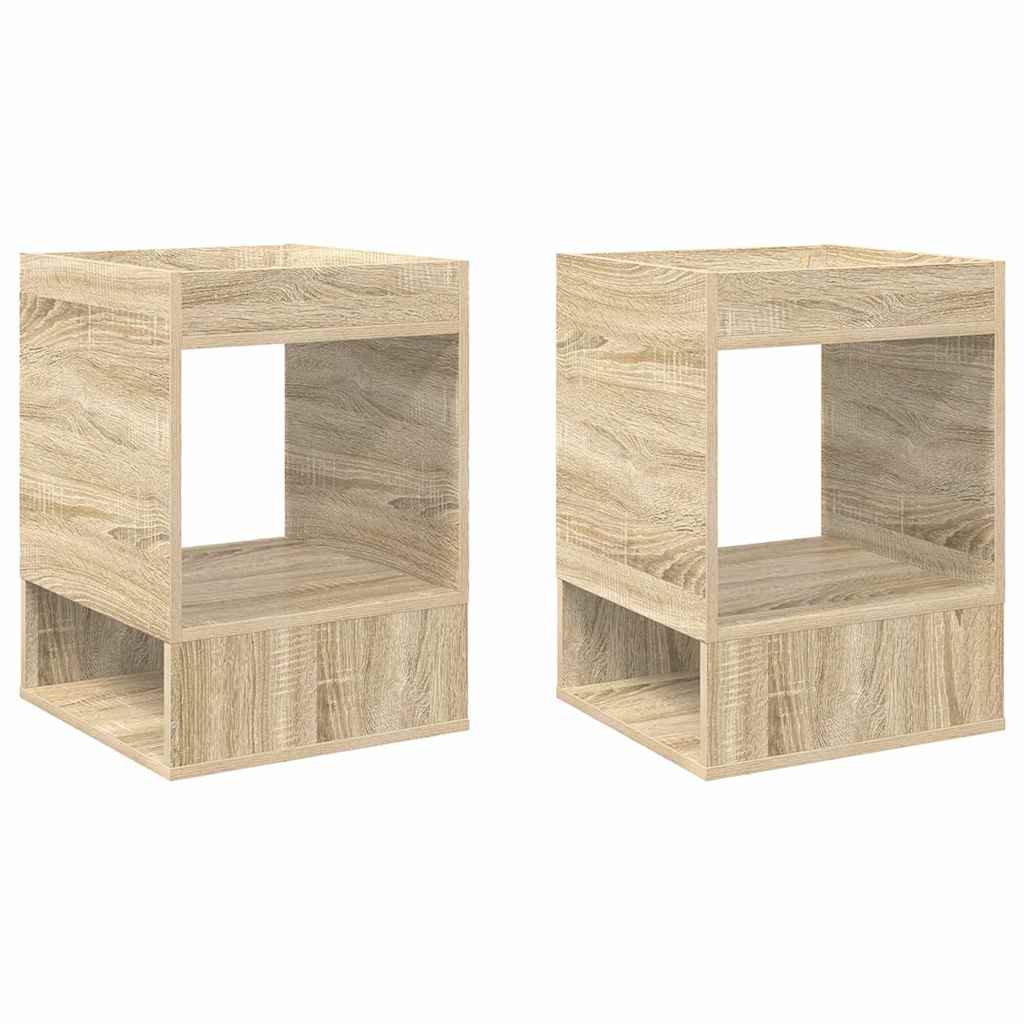 Bijzettafel 2 pcs Sonoma Eiken 40 x 40 x 56 cm Bewerkt hout is nu te koop bij PeponiXL, paradijselijk wonen!
