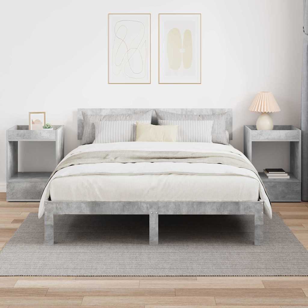 Bijzettafel 2 pcs Beton Grijs 40 x 40 x 56 cm Bewerkt hout is nu te koop bij PeponiXL, paradijselijk wonen!