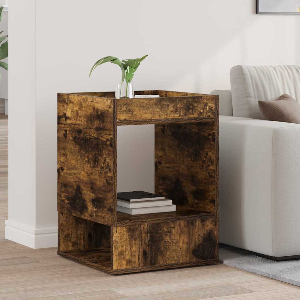Bijzettafel Gerookt eiken 40 x 40 x 56 cm Bewerkt hout is nu te koop bij PeponiXL, paradijselijk wonen!