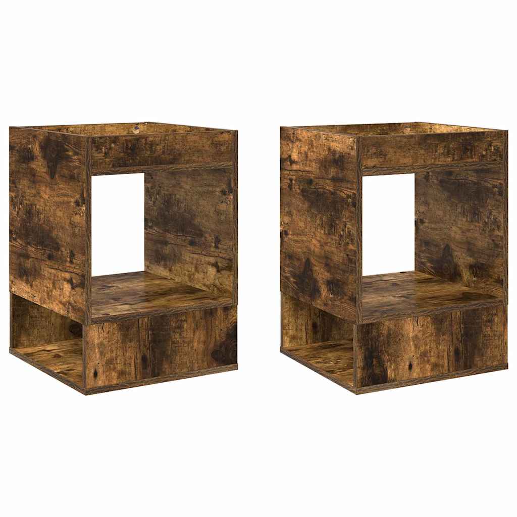 Bijzettafel 2 pcs Gerookt eiken 40 x 40 x 56 cm Bewerkt hout is nu te koop bij PeponiXL, paradijselijk wonen!