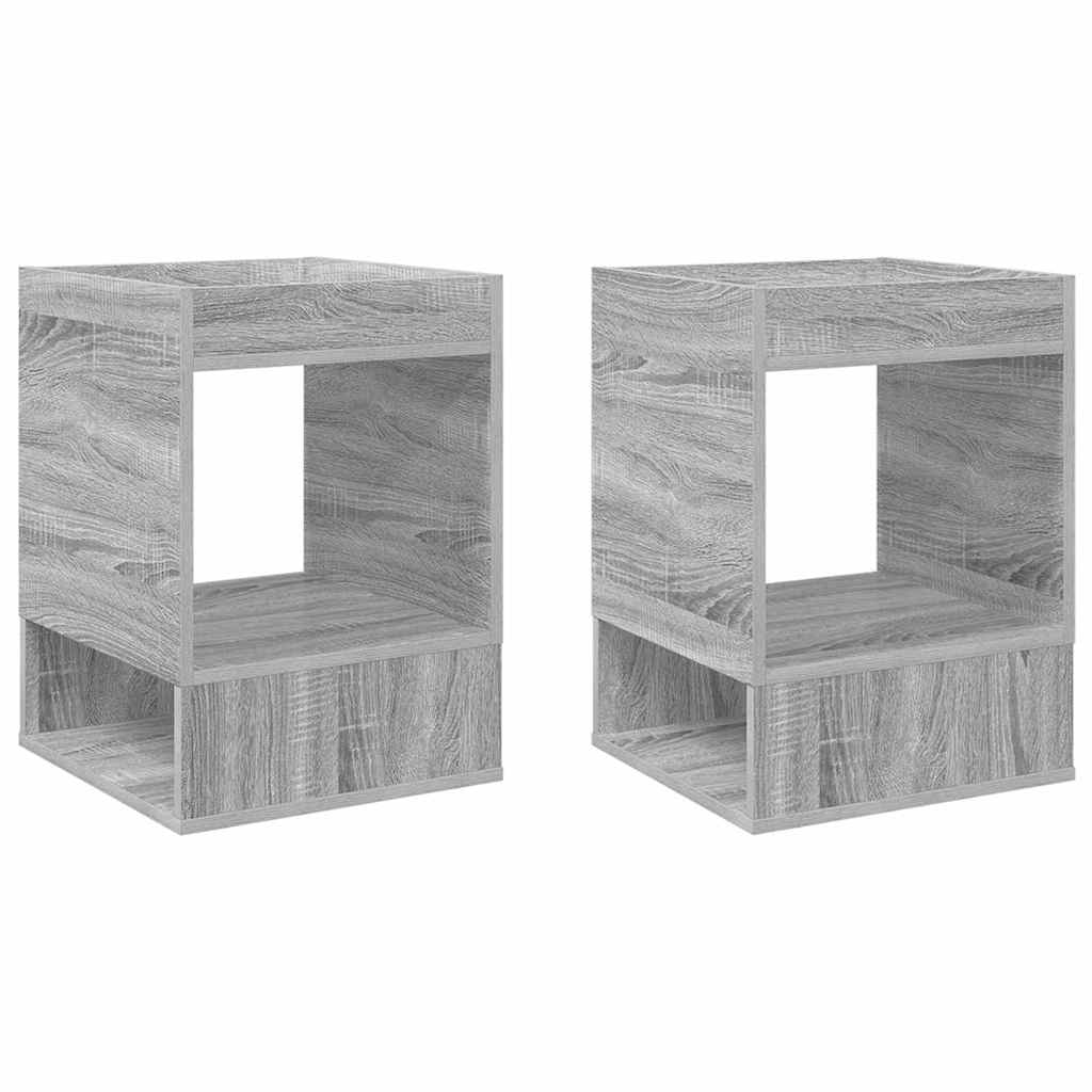 Bijzettafel 2 pcs Grijs Sonoma 40 x 40 x 56 cm Bewerkt hout is nu te koop bij PeponiXL, paradijselijk wonen!