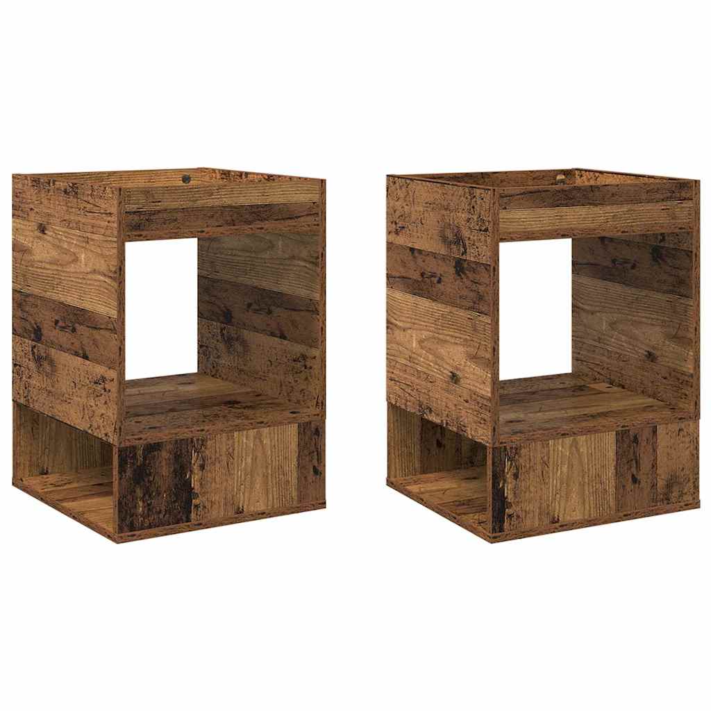 Bijzettafel 2 pcs Oudhout 40 x 40 x 56 cm Bewerkt hout is nu te koop bij PeponiXL, paradijselijk wonen!