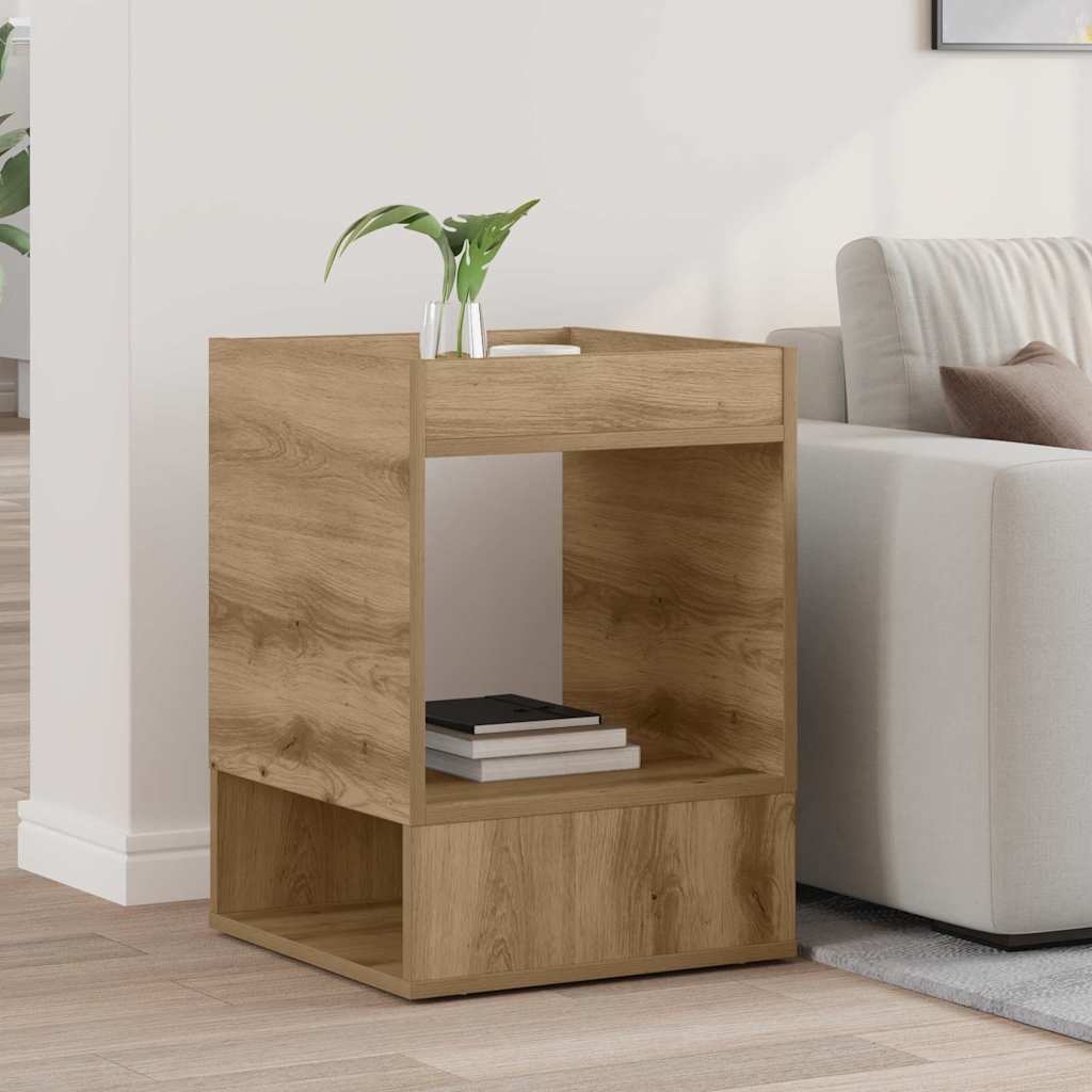 Bijzettafel Artisan Eiken 40 x 40 x 56 cm Bewerkt hout is nu te koop bij PeponiXL, paradijselijk wonen!