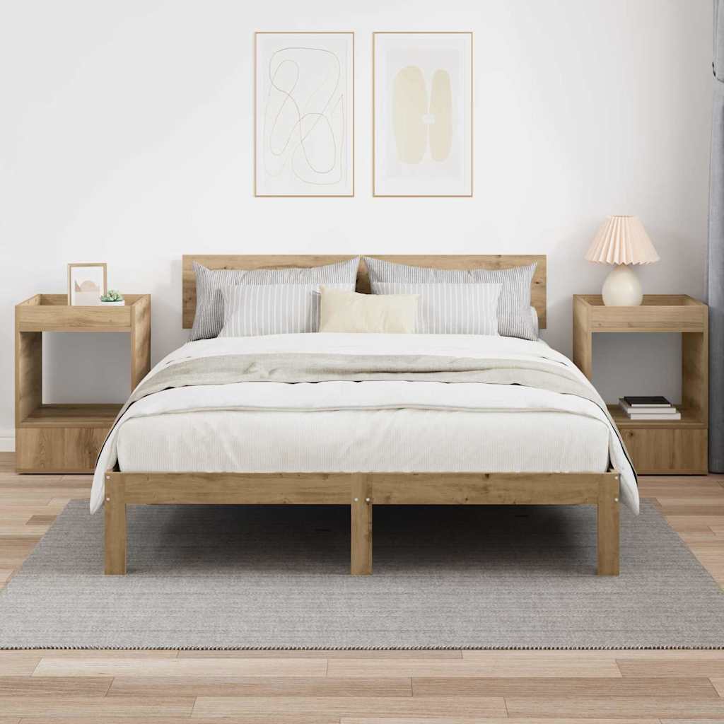 Bijzettafel 2 pcs Artisan Eiken 40 x 40 x 56 cm Bewerkt hout is nu te koop bij PeponiXL, paradijselijk wonen!