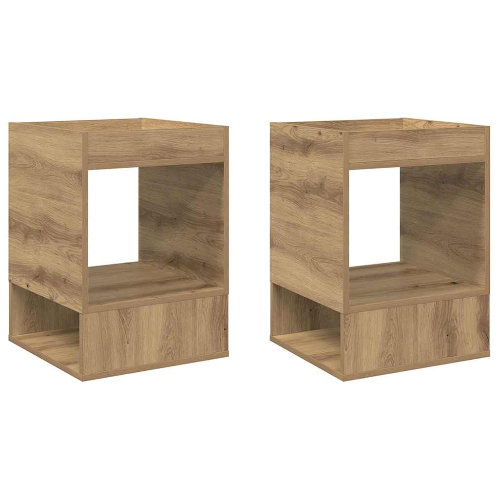 Bijzettafel 2 pcs Artisan Eiken 40 x 40 x 56 cm Bewerkt hout is nu te koop bij PeponiXL, paradijselijk wonen!