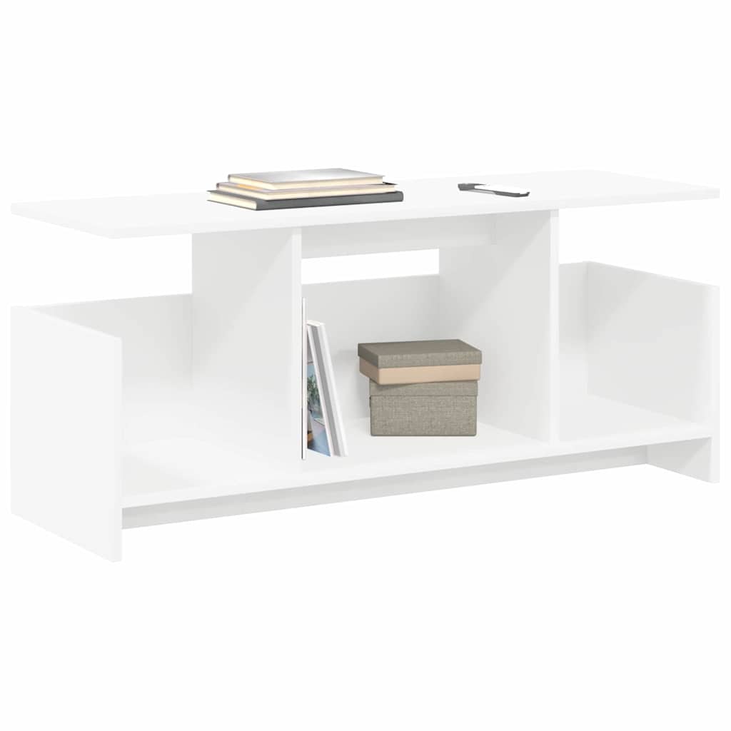 TV-standaard Wit 102 x 35 x 45 cm Bewerkt hout is nu te koop bij PeponiXL, paradijselijk wonen!
