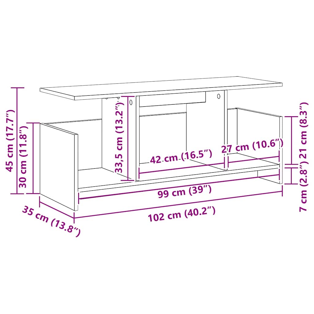 TV-standaard Beton Grijs 102 x 35 x 45 cm Bewerkt hout is nu te koop bij PeponiXL, paradijselijk wonen!