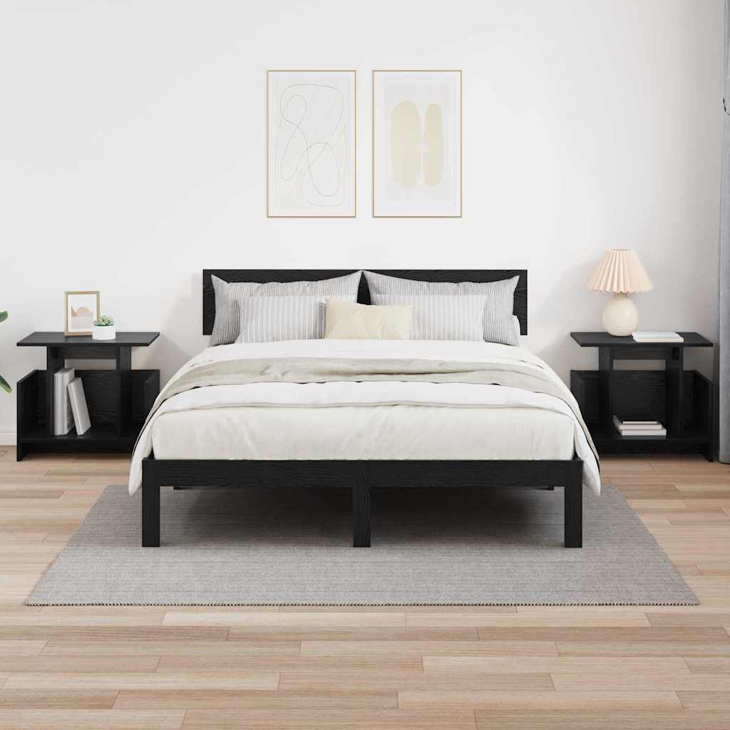 TV-standaard 2 pcs Zwart Eiken 50 x 35 x 45 cm Bewerkt hout is nu te koop bij PeponiXL, paradijselijk wonen!