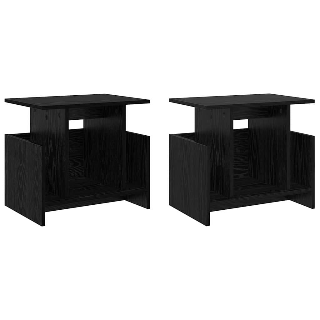 TV-standaard 2 pcs Zwart Eiken 50 x 35 x 45 cm Bewerkt hout is nu te koop bij PeponiXL, paradijselijk wonen!